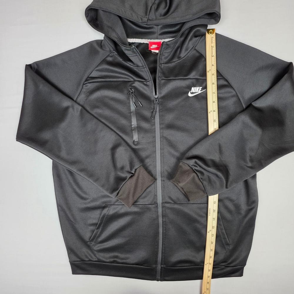 Nike Full Zip Fleece Hoodie Mens XL Black Raglan Sleeve Polyester Blend - Picture 4 of 10